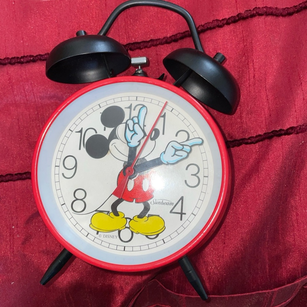 Disney Sunbeam Red Mickey Mouse Alarm Clock vintage - Picture 2 of 7